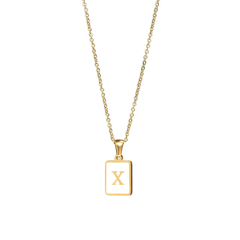 Mother of Pearl Initial Necklace – Waterproof 18K Gold Plated Necklace | Ezra Gems