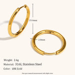 Classic Stainless Steel Hoop Earrings – Waterproof 18K Gold Plated Earrings | Ezra Gems