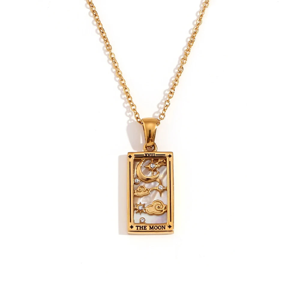 Tarot Card Pendant Necklace – Waterproof 18K Gold Plated Necklace | Ezra Gems