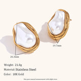 Baroque Pearl Stainless Steel Earrings – Waterproof 18K Gold Plated Earrings | Ezra Gems