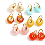 Thick Round Acrylic Resin Drop Earrings – Waterproof 18K Gold Plated Earrings | Ezra Gems