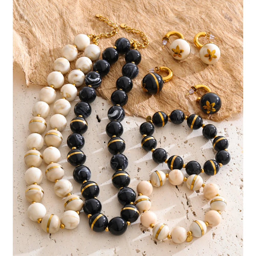 Acrylic Bead Chain Jewelry Set – Waterproof 18K Gold Plated Jewelry Set | Ezra Gems