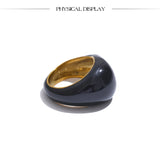 Black Enamel Geometric Ring