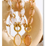 Resin Oval Pendant Chain Necklace – Waterproof 18K Gold Plated Necklace | Ezra Gems