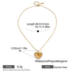 Red Rhinestone Ribbed Heart Pendant Necklace – Waterproof 18K Gold Plated Necklace | Ezra Gems