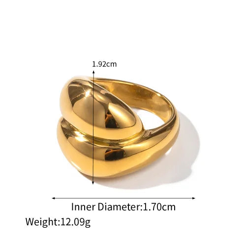 Zircon Shell Chubby Dome Ring – Waterproof 18K Gold Plated Ring | Ezra Gems