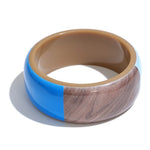 Two-Tone Acrylic Wide Bangle Bracelet – Waterproof 18K Gold Plated Bracelet | Ezra Gems