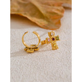 Colorful Cross Gemstone Ring