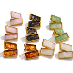 Acrylic Rectangle Stud Earrings – Waterproof 18K Gold Plated Earrings | Ezra Gems