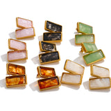 Acrylic Rectangle Stud Earrings – Waterproof 18K Gold Plated Earrings | Ezra Gems