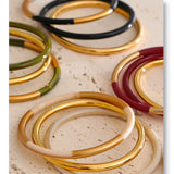 3-Circle Resin Bangle Set – Waterproof 18K Gold Plated Bracelet | Ezra Gems