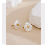 Natural Shell Flower Stud Earrings – Waterproof 18K Gold Plated Earrings | Ezra Gems