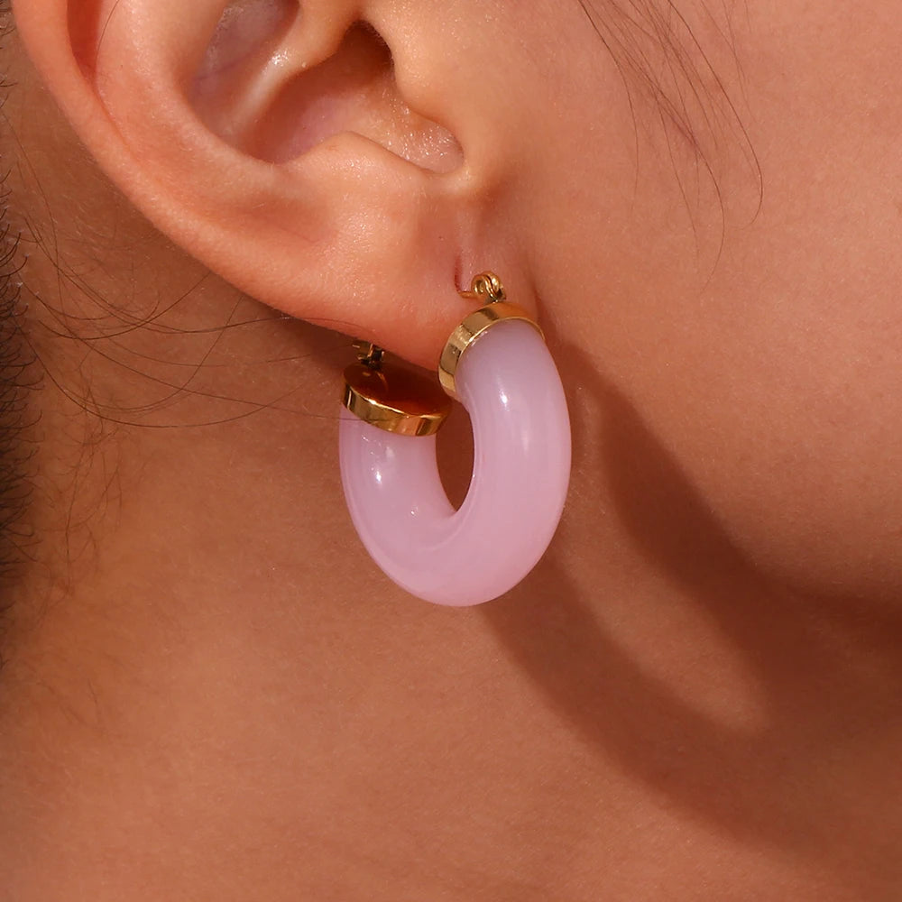 Acrylic Round Tube Hoop Earrings – Lightweight Hypoallergenic Earrings | Ezra Gems