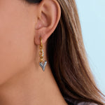 Two-Tone Zircon Heart Lock Earrings – Waterproof 18K Gold Plated Earrings | Ezra Gems