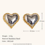Slanted Heart Bead Edge Earrings – Waterproof 18K Gold Plated Earrings | Ezra Gems