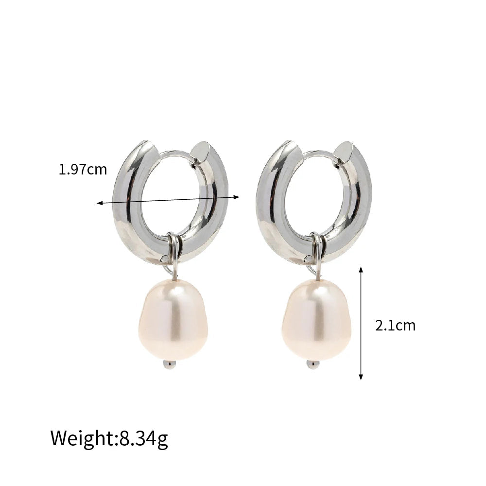 Single Pearl Drop Chain Earrings – Waterproof 18K Gold Plated Earrings | Ezra Gems