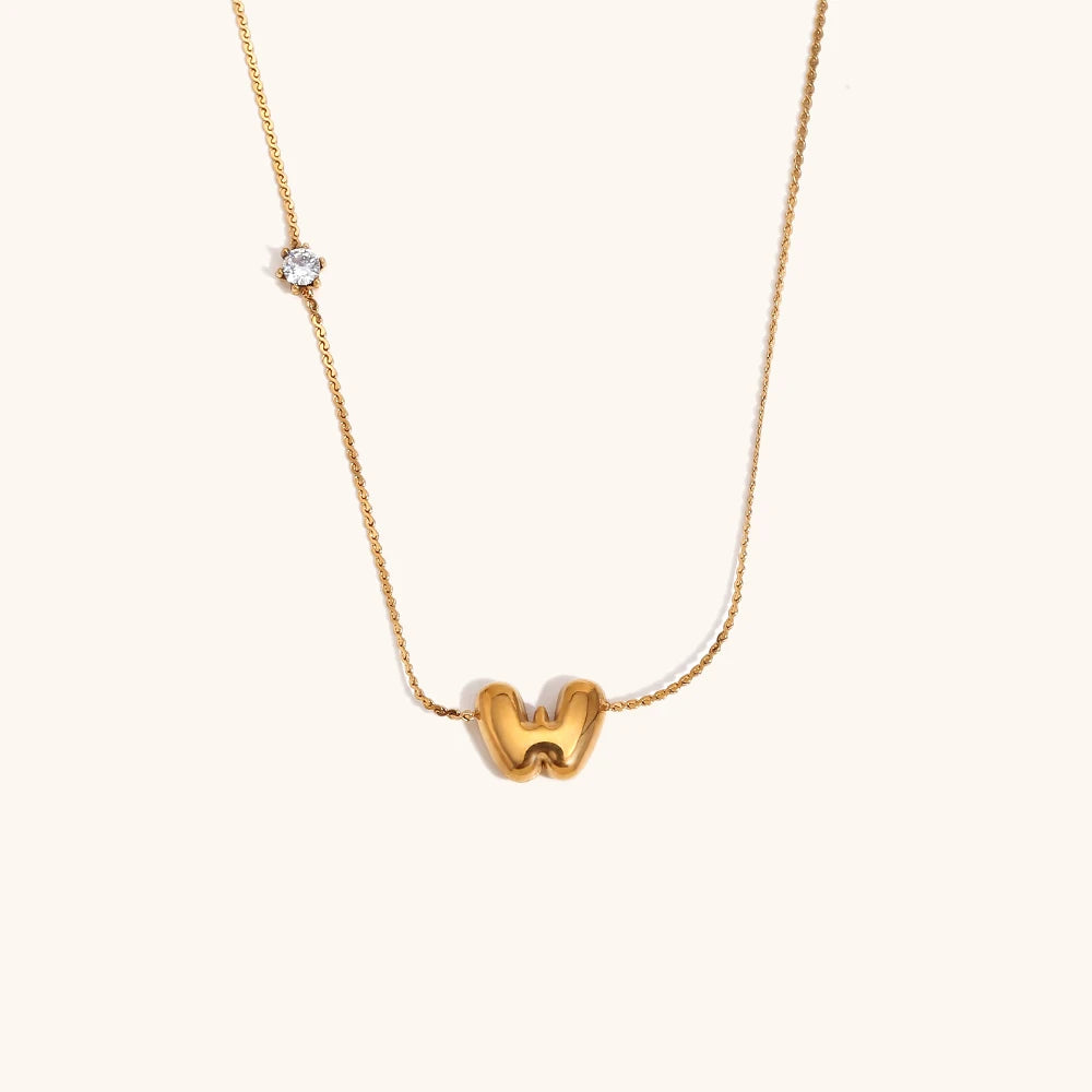 Sparkling Zircon Initial Necklace – Waterproof 18K Gold Plated Necklace | Ezra Gems