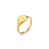 Engraved Wildflower Signet Ring – Waterproof 18K Gold Plated Ring | Ezra Gems