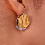 Two-Tone Geometric Stud Earrings – Waterproof 18K Gold Plated Earrings | Ezra Gems