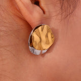 Two-Tone Geometric Stud Earrings – Waterproof 18K Gold Plated Earrings | Ezra Gems