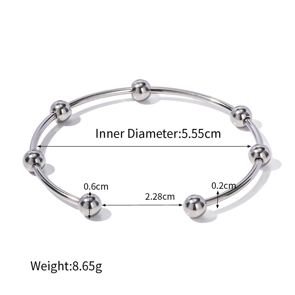 Slim Steel Bead Open Cuff Bracelet – Waterproof 18K Gold Plated Bracelet | Ezra Gems