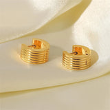 Ribbed Wide Huggie Hoop Earrings – Waterproof 18K Gold Plated Earrings | Ezra Gems