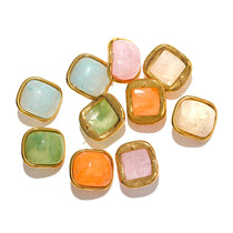 Colorful Resin Square Stud Earrings – Waterproof 18K Gold Plated Earrings | Ezra Gems