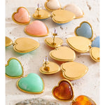 Sweet Acrylic Resin Heart Drop Earrings – Waterproof 18K Gold Plated Earrings | Ezra Gems
