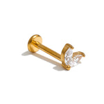 Zirconia Helix Flat Back Earring – Waterproof 18K Gold Plated Earring | Ezra Gems
