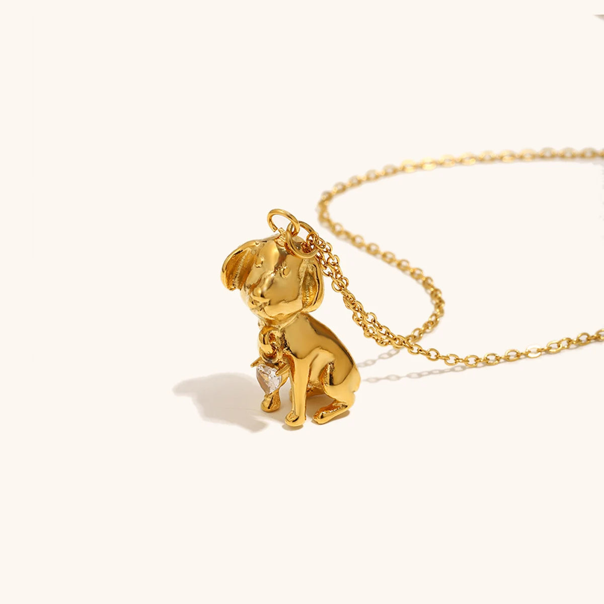 3D Puppy Heart Zircon Necklace – Waterproof 18K Gold Plated Necklace | Ezra Gems