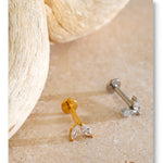 Zirconia Helix Flat Back Earring – Waterproof 18K Gold Plated Earring | Ezra Gems