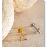Zirconia Helix Flat Back Earring – Waterproof 18K Gold Plated Earring | Ezra Gems