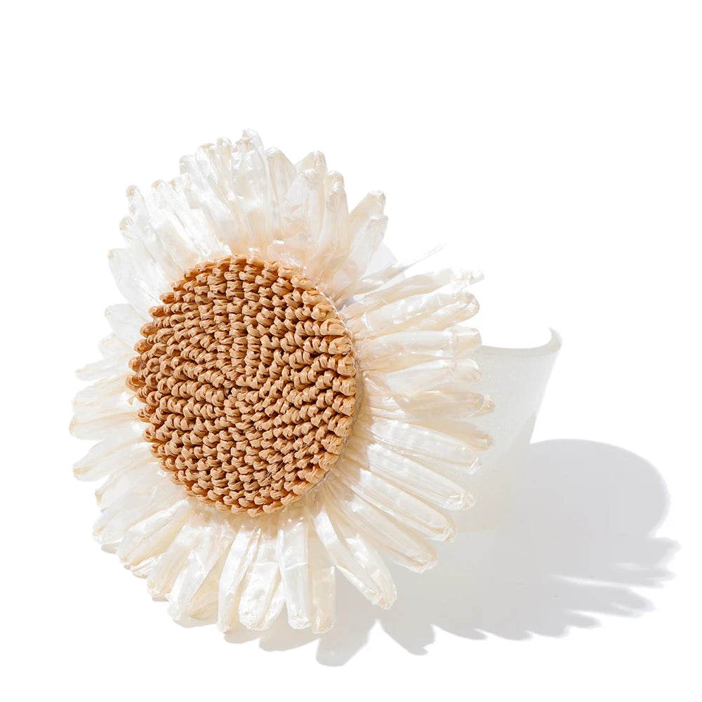 Sunflower Resin Cuff Bangle Bracelet – Waterproof 18K Gold Plated Bracelet | Ezra Gems