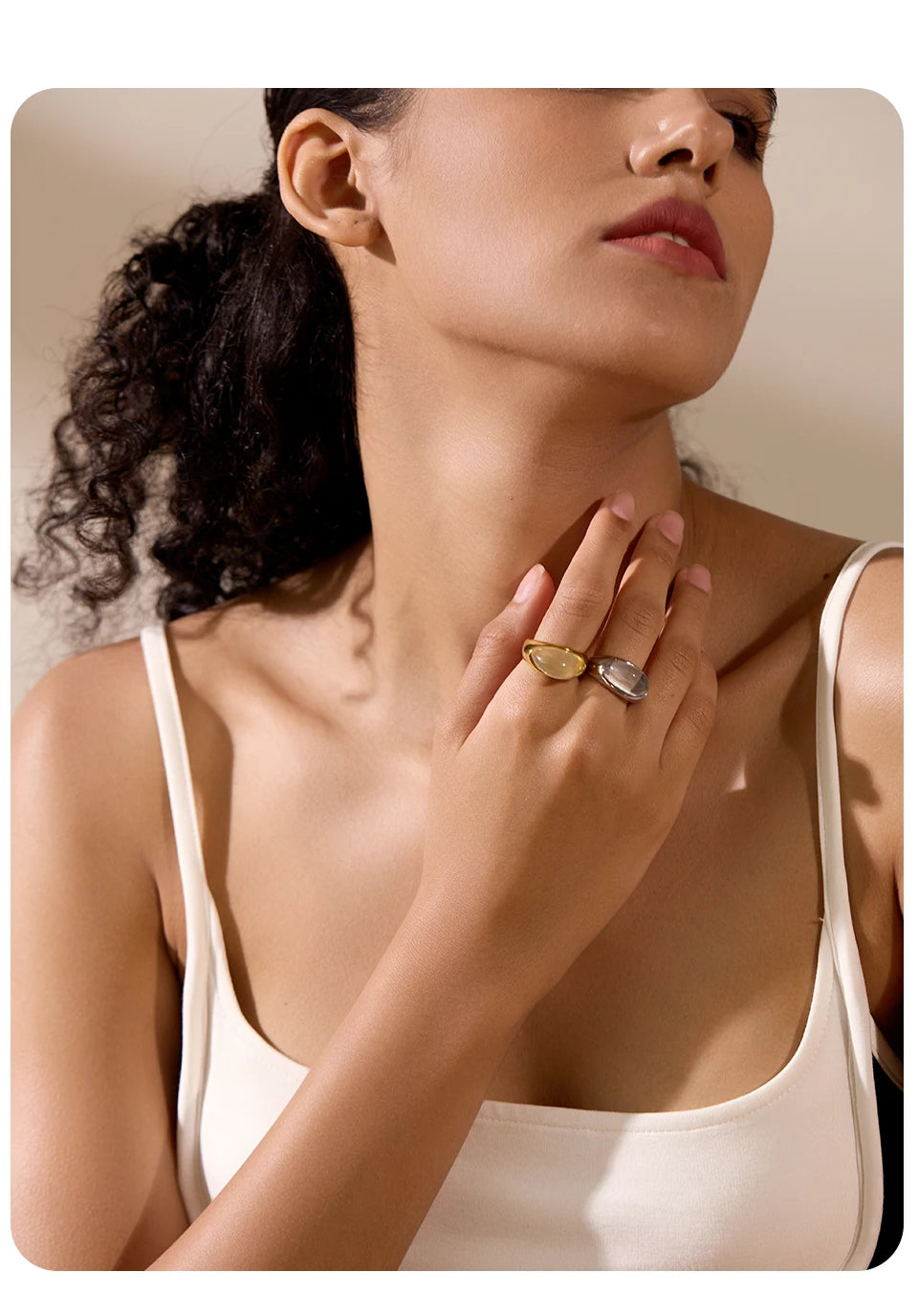 Geometric Cast Resin Statement Ring – Waterproof 18K Gold Plated Ring | Ezra Gems