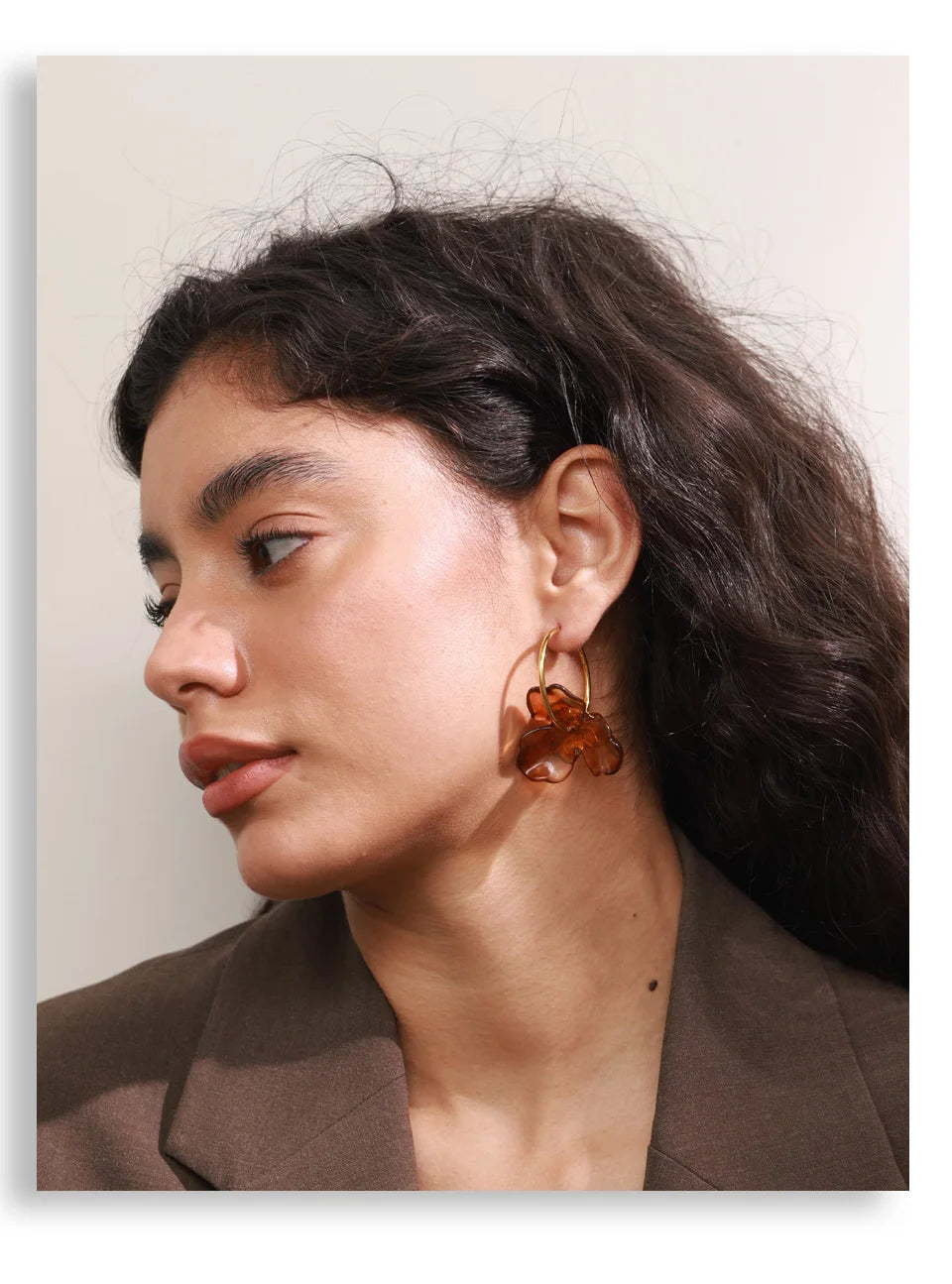 Resin Flower Charm Hoop Earrings – Waterproof 18K Gold Plated Earrings | Ezra Gems