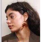 Resin Flower Charm Hoop Earrings – Waterproof 18K Gold Plated Earrings | Ezra Gems