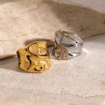 Hammered Texture Wide Open Ring – Waterproof 18K Gold Plated Ring | Ezra Gems