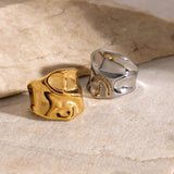Hammered Texture Wide Open Ring – Waterproof 18K Gold Plated Ring | Ezra Gems