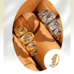 Geometric Clear Zircon Ring – Waterproof 18K Gold Plated Ring | Ezra Gems
