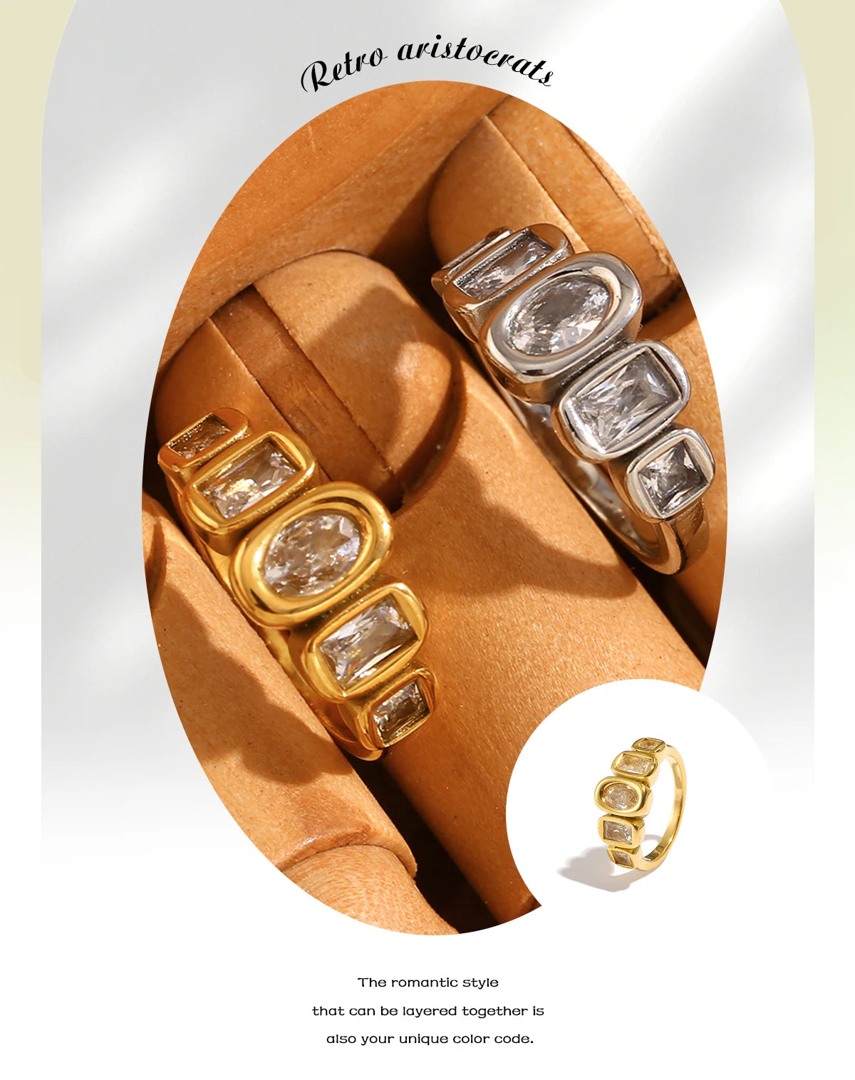 Geometric Clear Zircon Ring – Waterproof 18K Gold Plated Ring | Ezra Gems