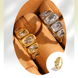 Geometric Clear Zircon Ring – Waterproof 18K Gold Plated Ring | Ezra Gems