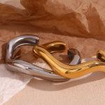 Liquid Wave Open Cuff Bracelet – Waterproof 18K Gold Plated Bracelet | Ezra Gems