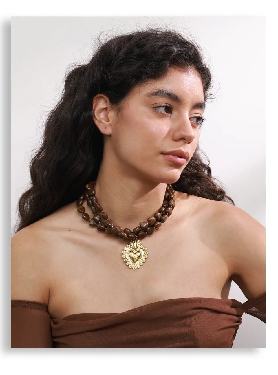 Acrylic Bead Heart Pendant Necklace – Waterproof 18K Gold Plated Necklace | Ezra Gems