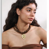 Acrylic Bead Heart Pendant Necklace – Waterproof 18K Gold Plated Necklace | Ezra Gems