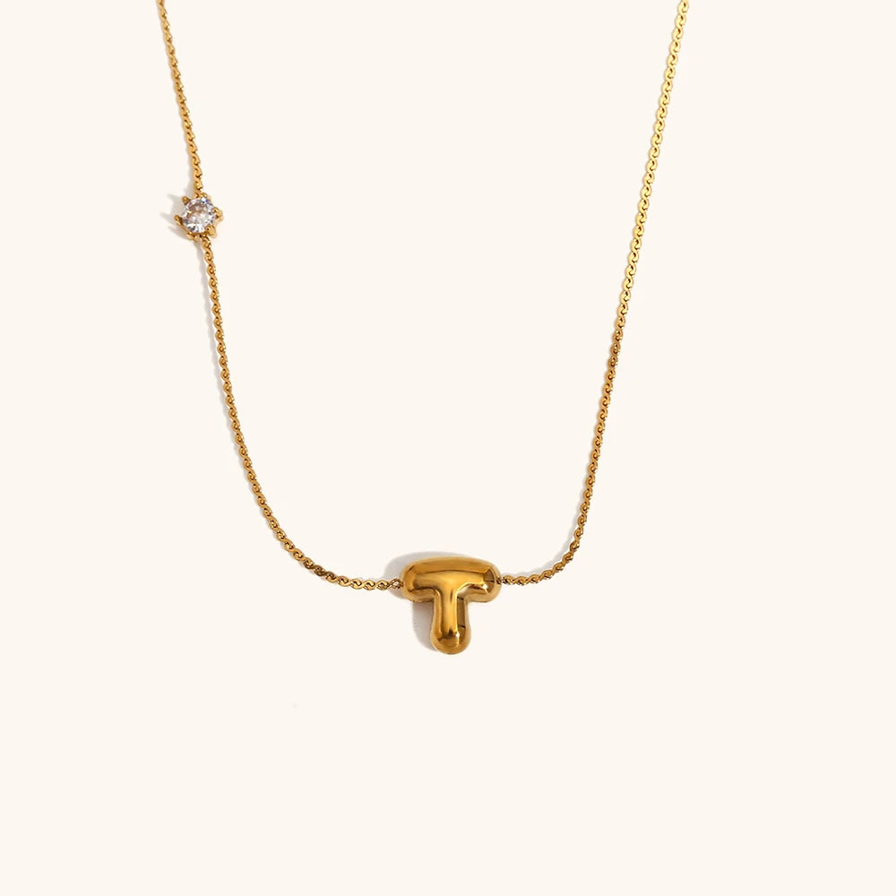 Sparkling Zircon Initial Necklace – Waterproof 18K Gold Plated Necklace | Ezra Gems