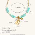 Bohemian Coral Natural Stone Necklace – Waterproof 18K Gold Plated Necklace | Ezra Gems