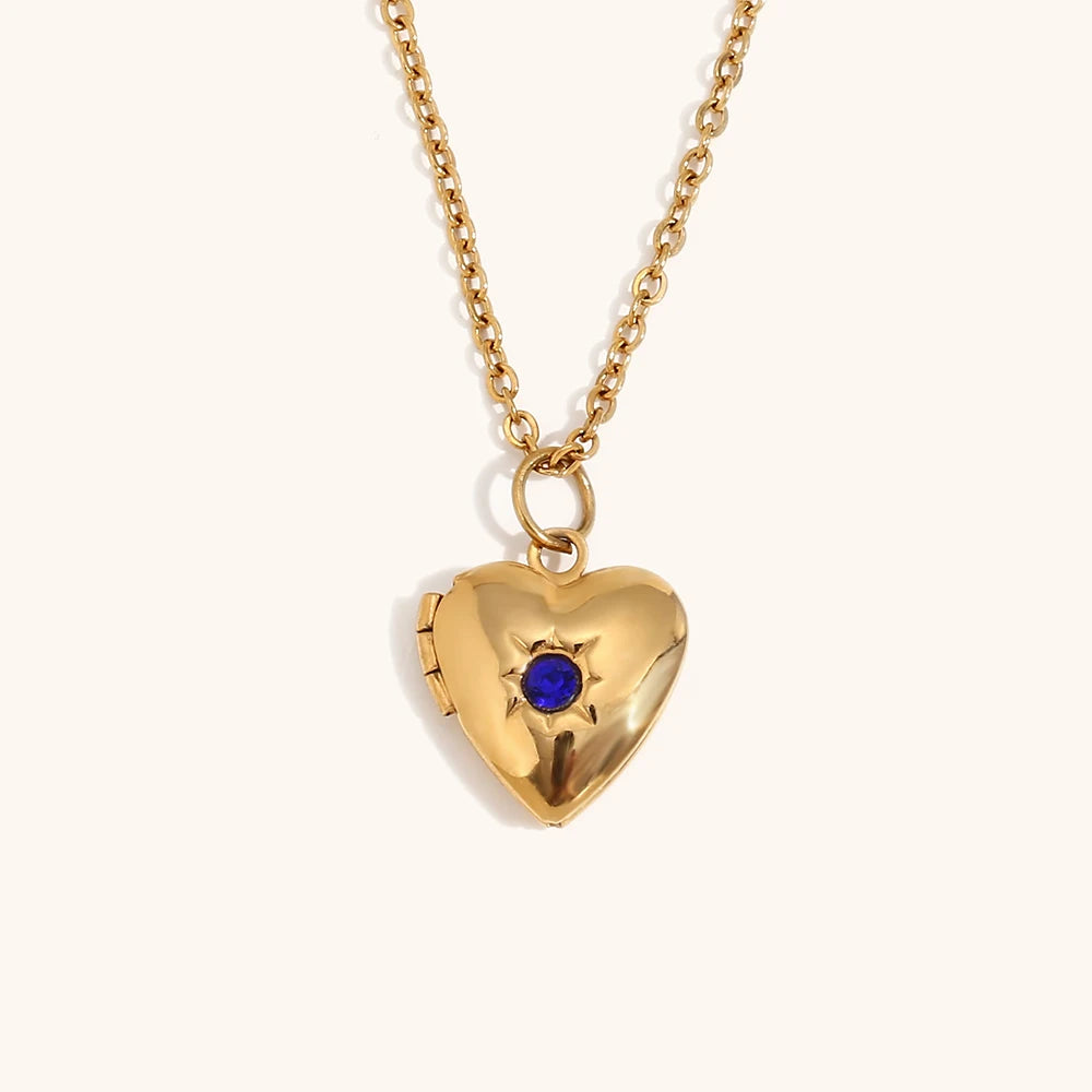 Birthstone Box Pendant Necklace – Waterproof 18K Gold Plated Necklace | Ezra Gems