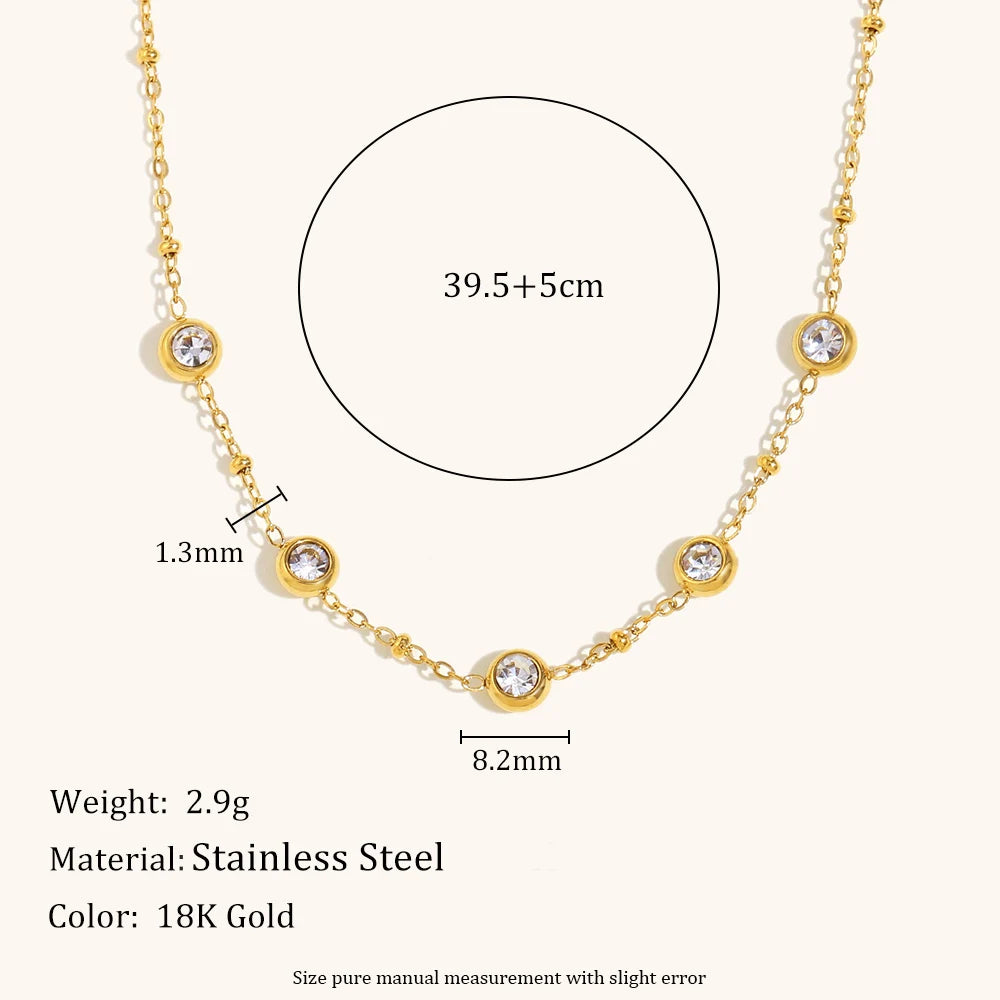 Asymmetric Bead Zircon Pendant Necklace – Waterproof 18K Gold Plated Necklace | Ezra Gems