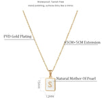 Mother of Pearl Initial Necklace – Waterproof 18K Gold Plated Necklace | Ezra Gems