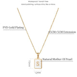 Mother of Pearl Initial Necklace – Waterproof 18K Gold Plated Necklace | Ezra Gems